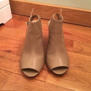 Nude open toe booties